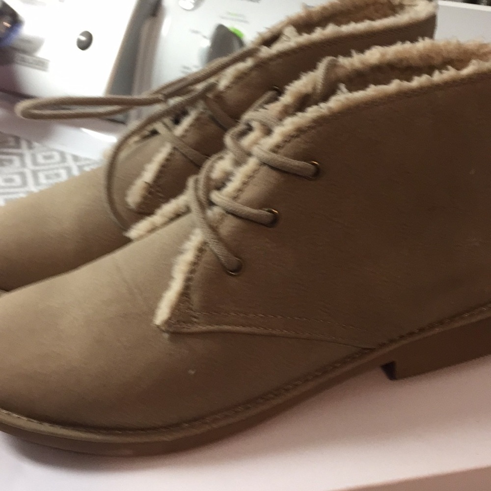 Booties- with faux fur trim cushioned footbed